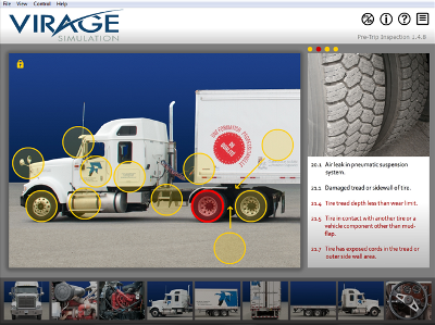 Virage Simuation VS600M truck driving simulator Pre-Trip Inspection tool